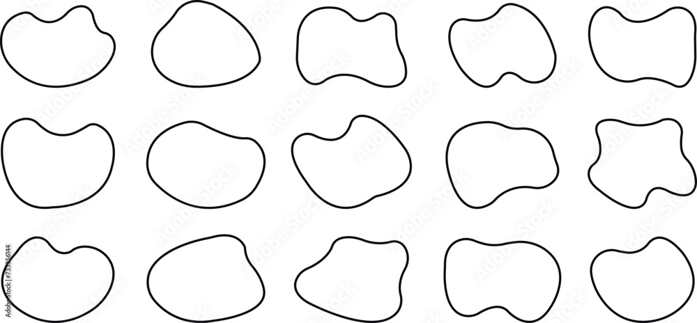 Modern set of liquid irregular blob shape abstract elements graphic flat style design fluid vector, Pebble, drops and stone silhouettes. Random abstract liquid organic irregular blotch shape design. Modern set of liquid irregular blob shape abstract elements graphic flat style design fluid vector, Pebble, drops and stone silhouettes. Random abstract liquid organic irregular blotch shape design.