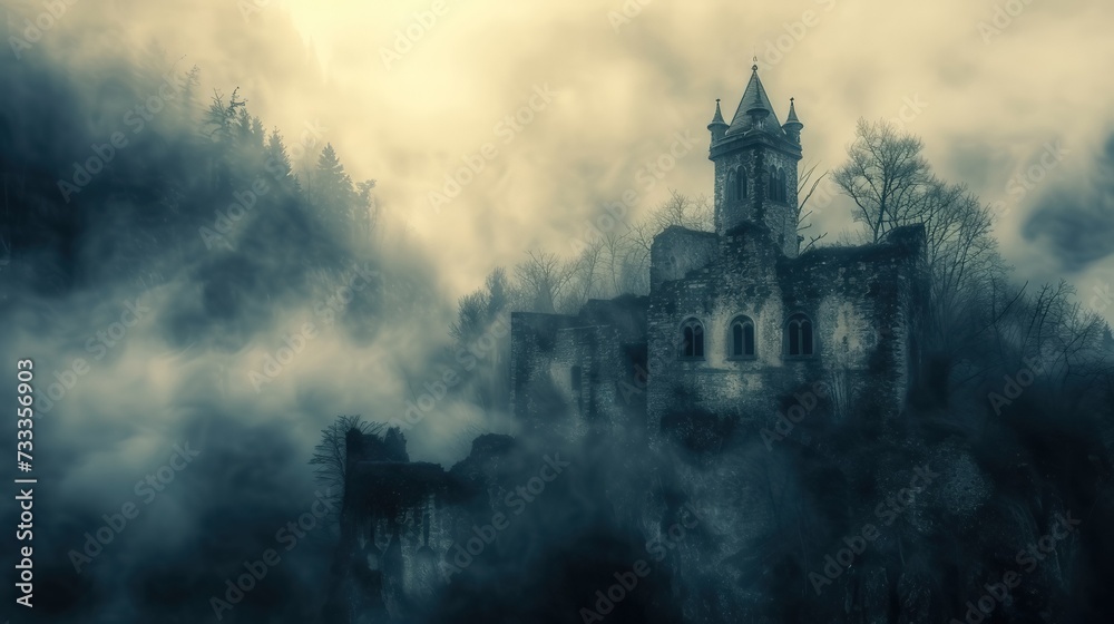  mysterious fog enveloped the old ruined castle