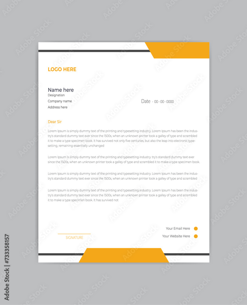 corporate and clean letterhead design for brand identity.