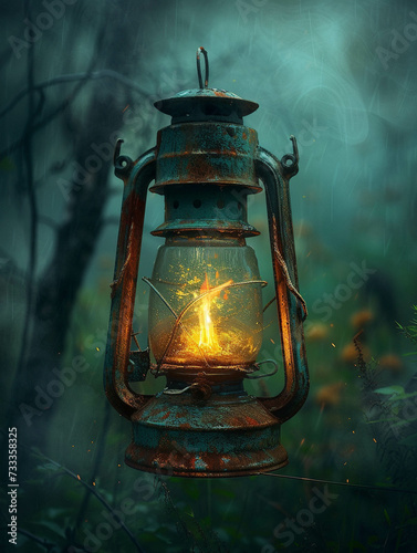 Envision a lone lantern its fire a beacon of hope in a world untouched by light © Thanapipat