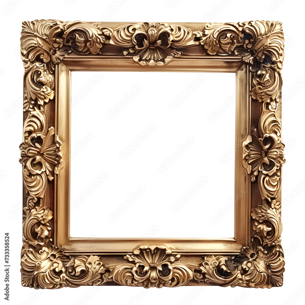 Gold antique vintage frame isolated on white background
