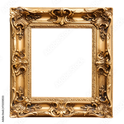 Gold antique vintage frame isolated on white background