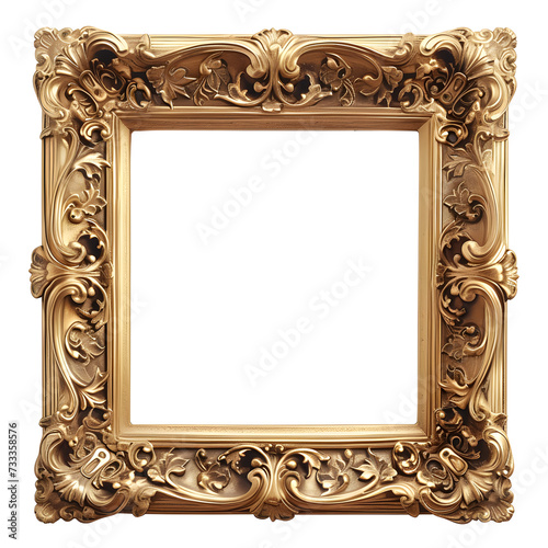 Gold antique vintage frame isolated on white background