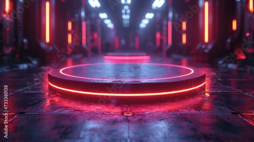Futuristic Sci-Fi Platform with Neon Lights