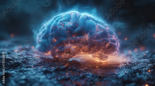 Illuminated Neural Network Brain Concept