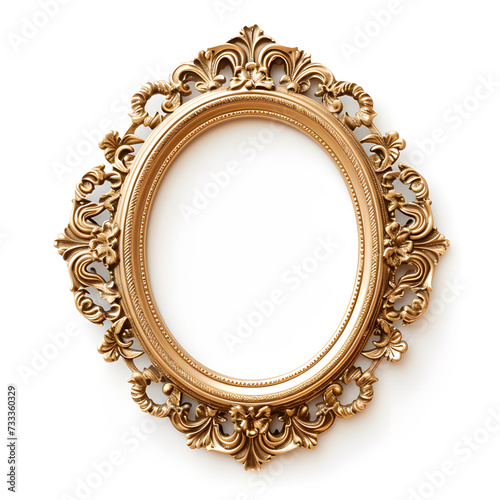 Gold antique vintage oval frame isolated on transparent