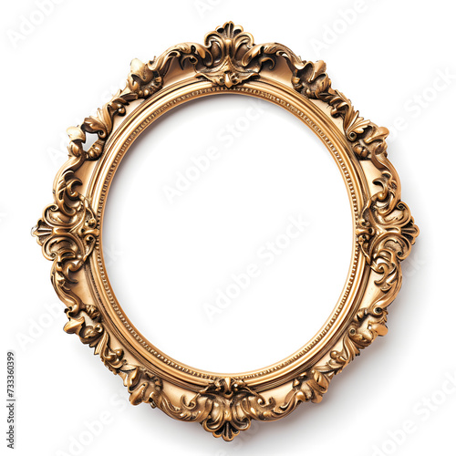 Gold antique vintage oval frame isolated on transparent