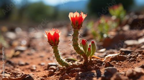 Dans le désert, un cactus solitaire fleurit contre toute attente, offrant à un voyageur épuisé l'espoir et la preuve que la vie trouve toujours son chemin.