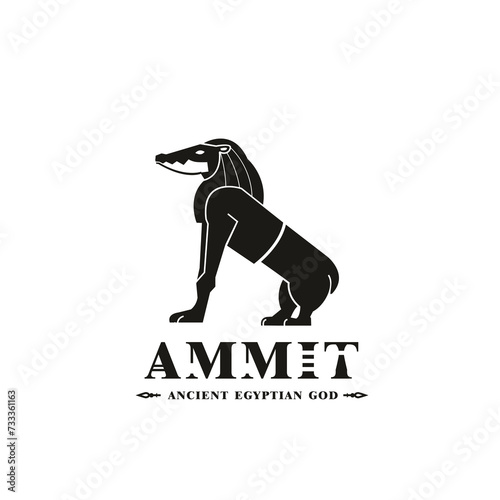 Ancient egyptian god ammit silhouette, middle east god Logo photo