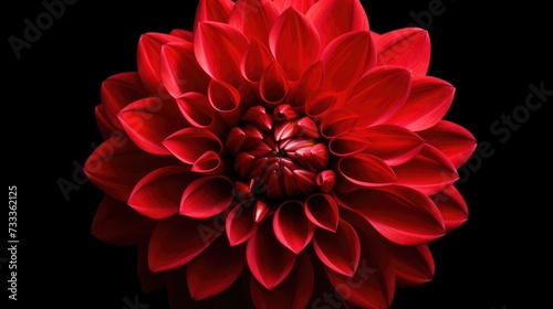 A close-up view of a vibrant red flower against a dark black background. Perfect for adding a pop of color to any project © Fotograf