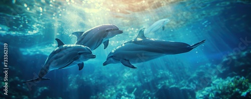 Dolphins swiming together.
