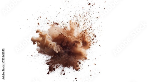 Brown substance exploding from the ground. Suitable for illustrating natural disasters or chemical spills