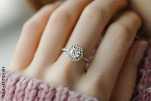 Closeup beautiful engagement ring