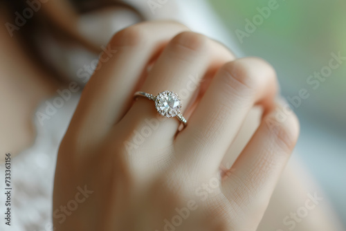 Closeup beautiful engagement ring