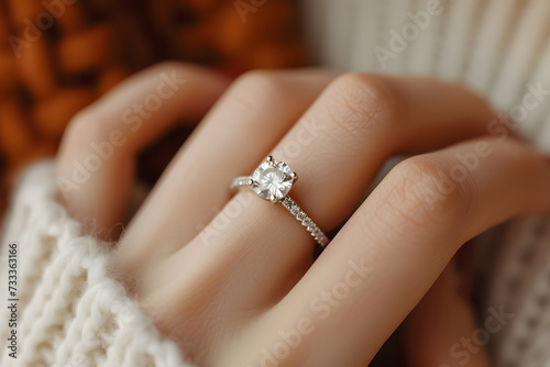 Closeup beautiful engagement ring