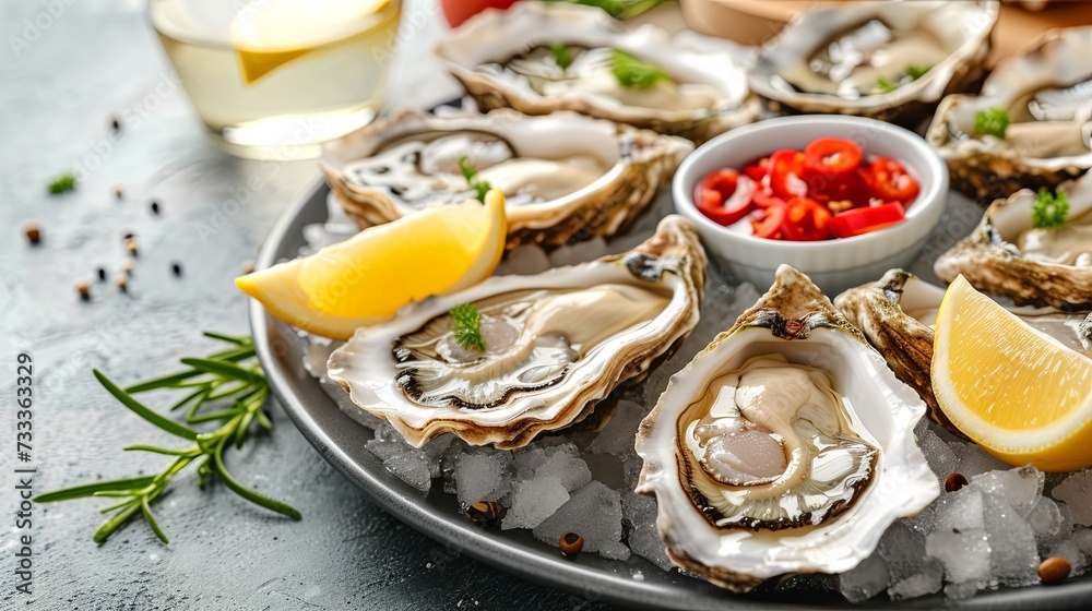 Oyster raw seafood dinner dish gourmet wallpaper background
