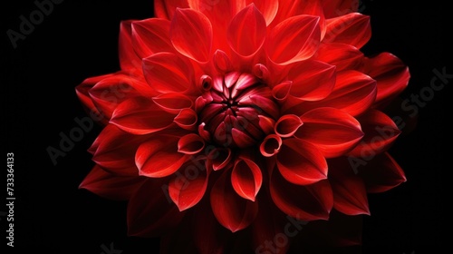 A vibrant red flower captured in a close-up shot against a black background. Perfect for adding a pop of color to any design or project