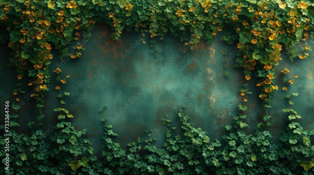 Ściana pokryta wieloma zielonymi roślinami - obrazy, fototapety, plakaty 