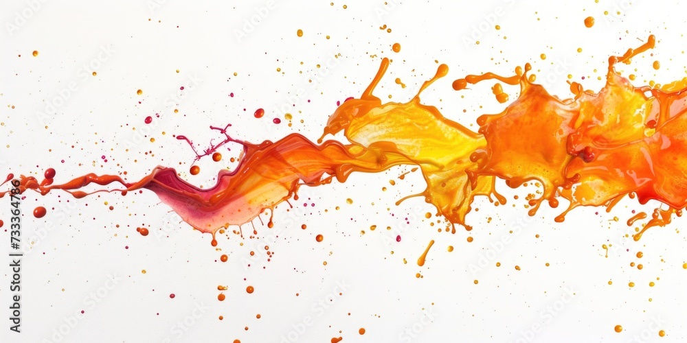 A close-up view of a liquid splash on a clean white surface. This image can be used to portray concepts such as freshness, cleanliness, and purity.