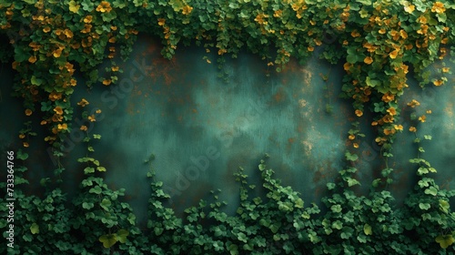 Ściana pokryta wieloma zielonymi roślinami photo