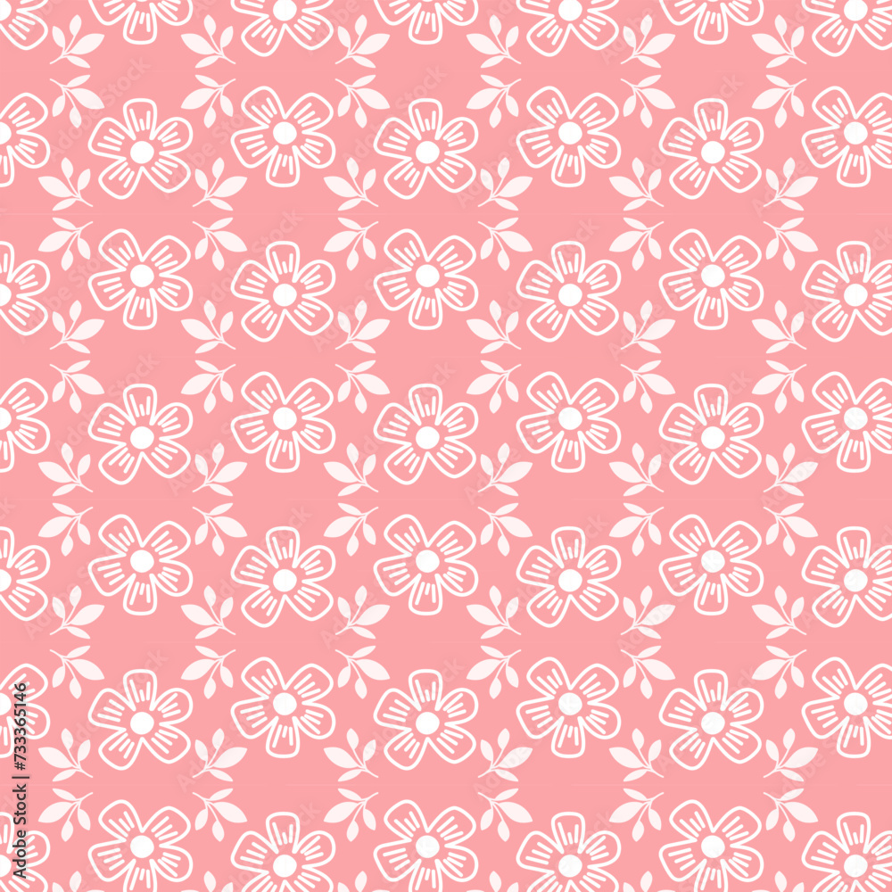 Seamless floral vector pattern on pink background. Vector illustration Seamless floral vector pattern on pink background. Vector illustration