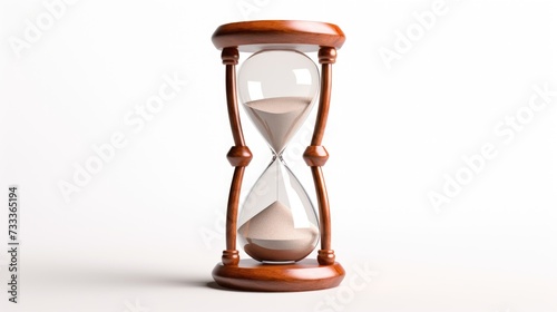 An hourglass with sand slowly flowing through the narrow passage. This image can be used to represent the passing of time and the concept of time management