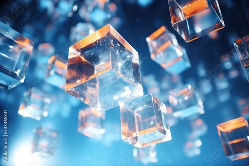 A collection of cubes suspended in mid-air. Versatile image for various design purposes