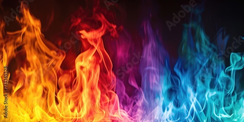 A close-up view of a fire on a black background. This image can be used to depict warmth, energy, danger, or passion