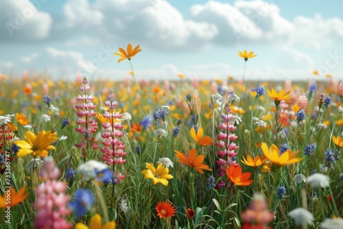 A detailed sketch of wildflower meadow diversity: Highlighting species variety and the dance of colors