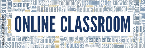 Online Classroom word cloud conceptual design isolated on white background.