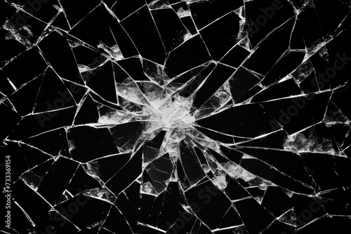 Destructed shattered glass stock photo with sharp pieces.