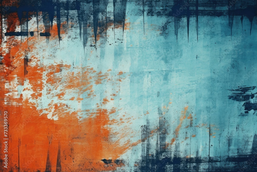 Grunge abstract background with orange glitch noise.