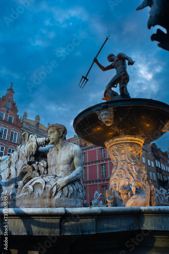 2023-04-14 Statue of Neptune fountain in old town of Gdansk, Poland