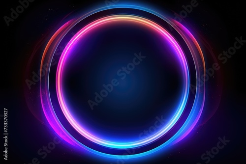 Neon pink and blue textured round circle background, A futuristic background with a composition of circle gradient shapes. Ai generated © Tanu