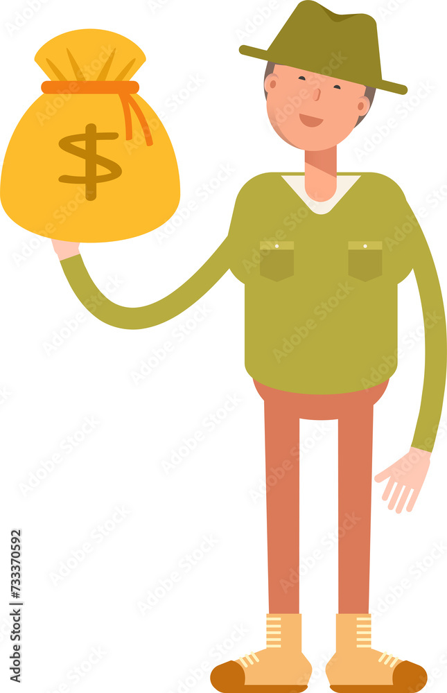 Male Character Holding Dollar Sack
