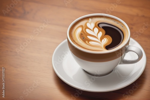 Photograph of a Delicious Coffee Cup Indoors 