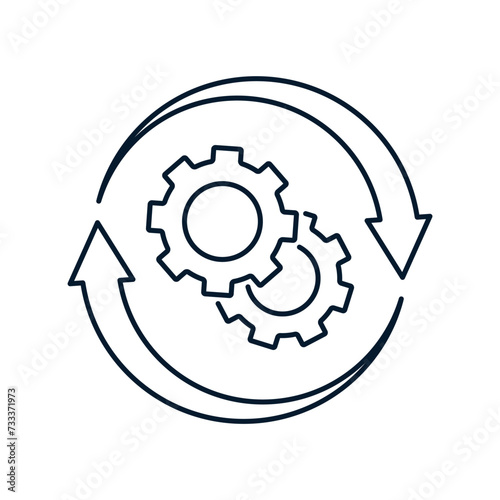 The concept of updating, adapting technical capabilities. Vector icon isolated on white background. 