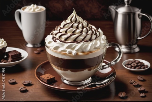 Photograph of a Mug with Whipped Cream, Chocolate