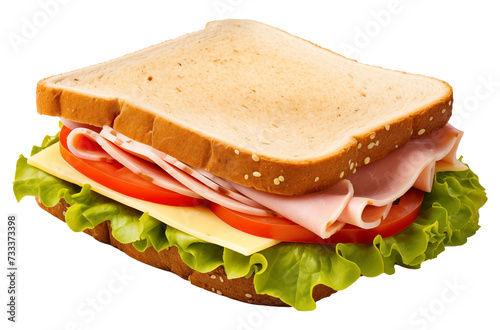 Sandwich with ham, cheese and vegetables isolated