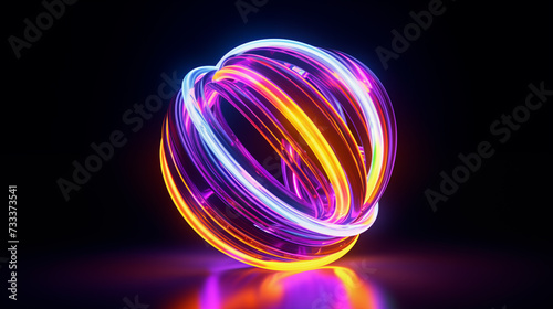 a colorful glowing ball . globe with colorful lights is on dark background