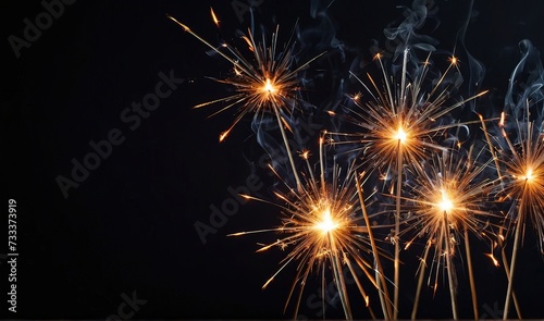 A beautiful background of a burning sparklers, a new year or birthday theme with a place for an inscription