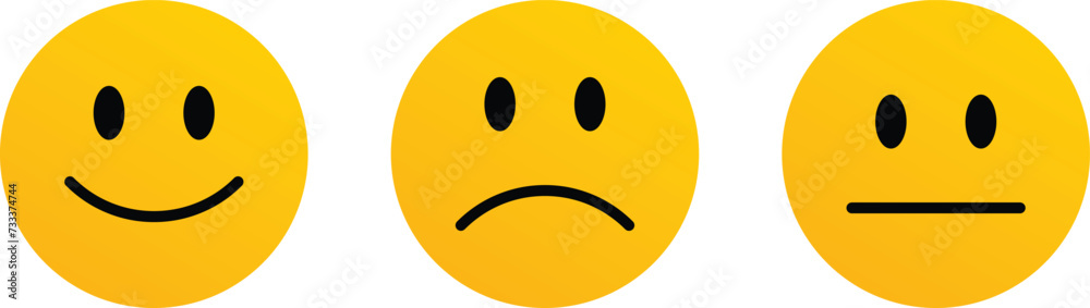 Smile Icons, symbol isolated on white background. Happy face, Sad face. Vector illustration Smile Icons, symbol isolated on white background. Happy face, Sad face. Vector illustration