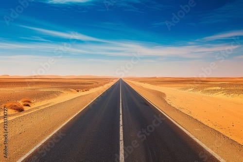 Endless road in desert landscape, concept of travel and adventure in vast open spaces, journey through wilderness © Breezze
