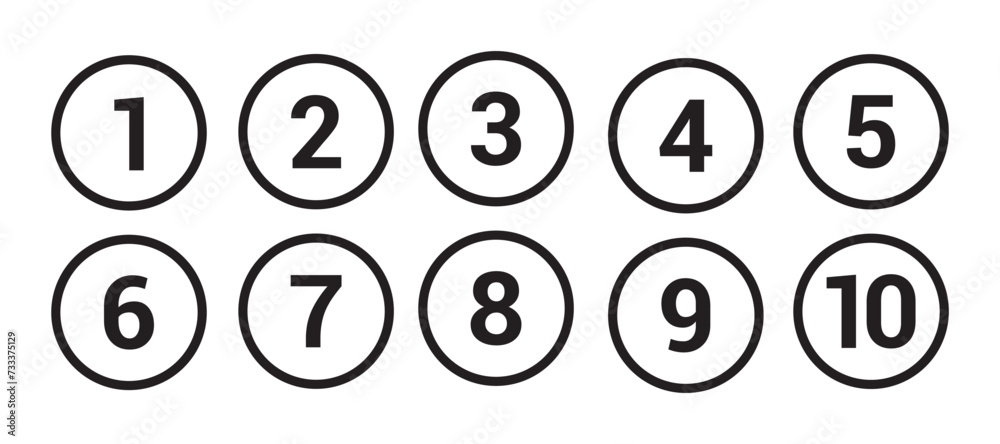 bullet points icons set in line style simple round numbers in flat style set of 1 to 10 numbers sign simple black symbols for UI apps and websites vector illustration bullet points icons set in line style simple round numbers in flat style set of 1 to 10 numbers sign simple black symbols for UI apps and websites vector illustration