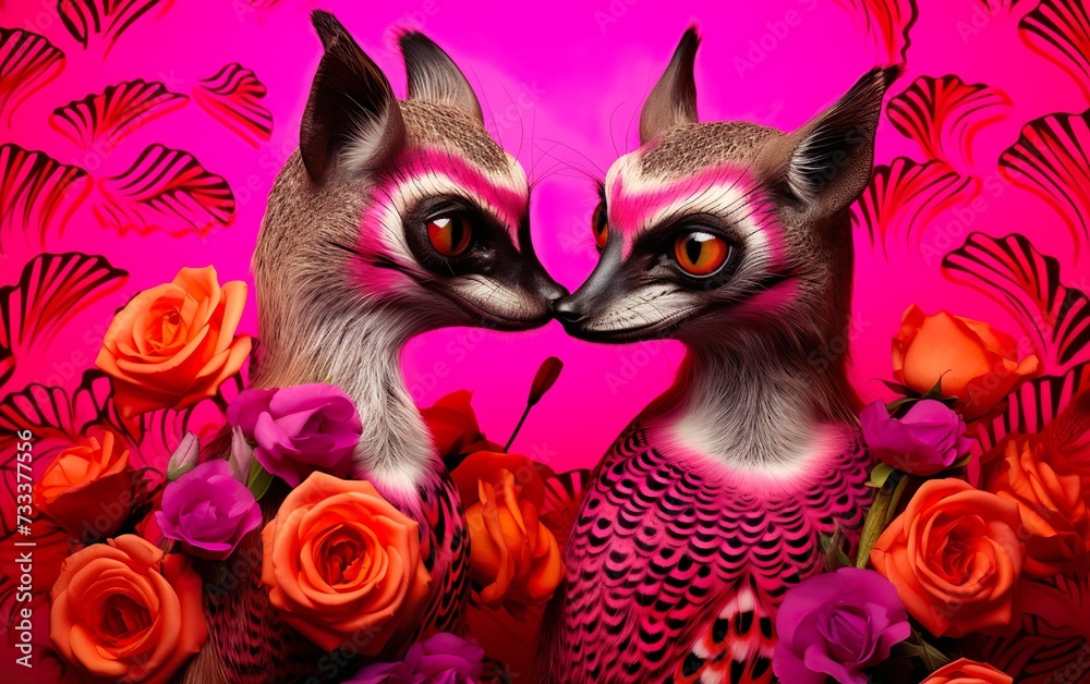 Animals in love in St Valentines Day