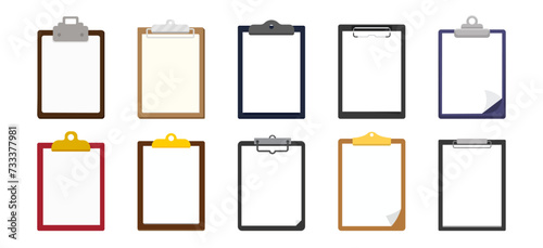 Clipboard icon. Clipboard checklist or document. Vector isolated icons or signs. Clipboard with checkmark cross and text photo