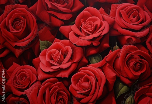 AI generated illustration of a bouquet of red roses