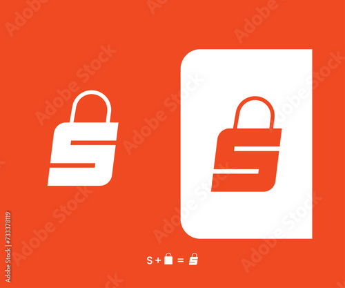 Minimalist letter s abstract shopping bag logo design