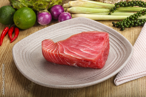 Raw fresh tuna steak for grill