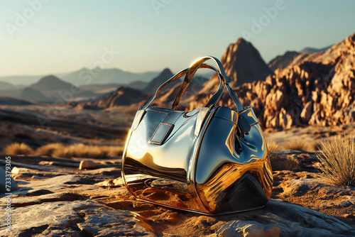 Luxury glossy handbag in the desert  © Adrian